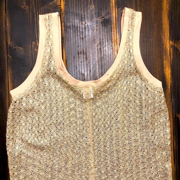 NWOT DAYTRIP(BKE) Gold Sparkle METALLIC Crop Top SZ Small - Picture 3 of 5
